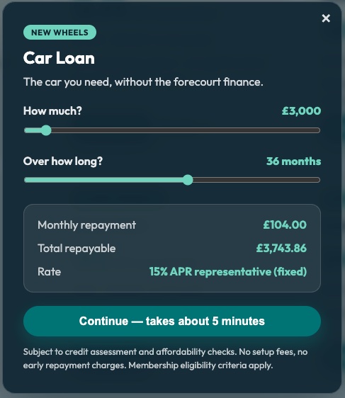Car loan calculator — live repayment and APR as you slide